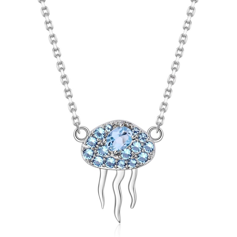 London Blue Topaz Cute Jellyfish Necklace