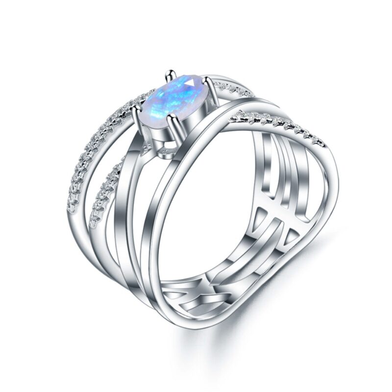 Genuine Blue Moonstone Ring Sliver