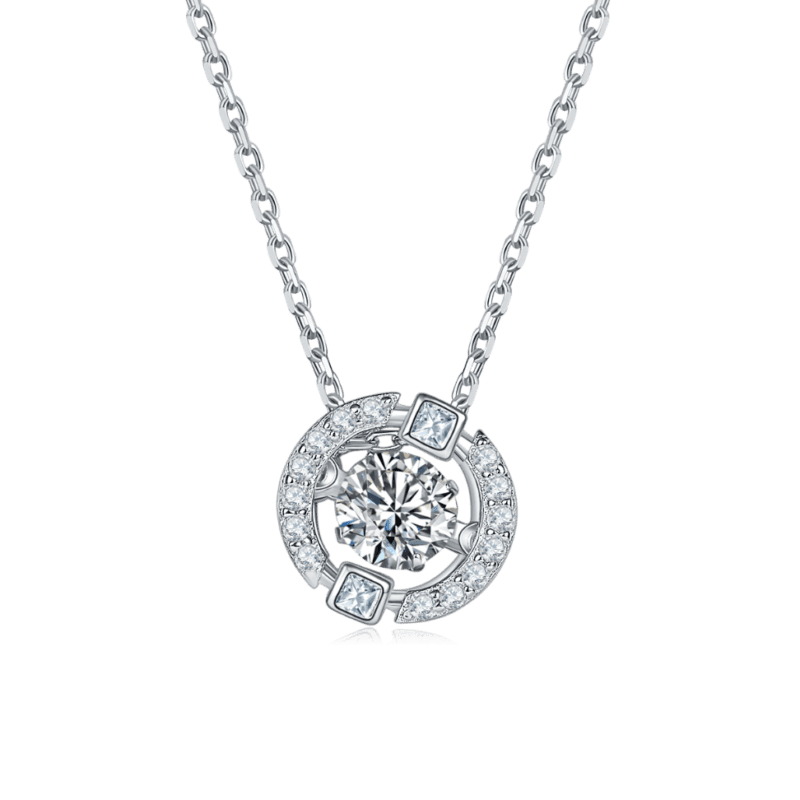 Gra Moissanite Halo Dancing Diamond Necklace