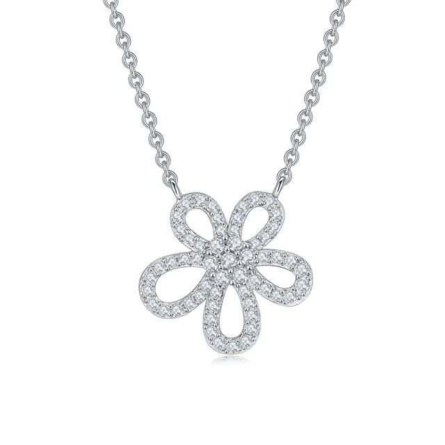Birth Diamond Flower Necklace Gold Vermeil